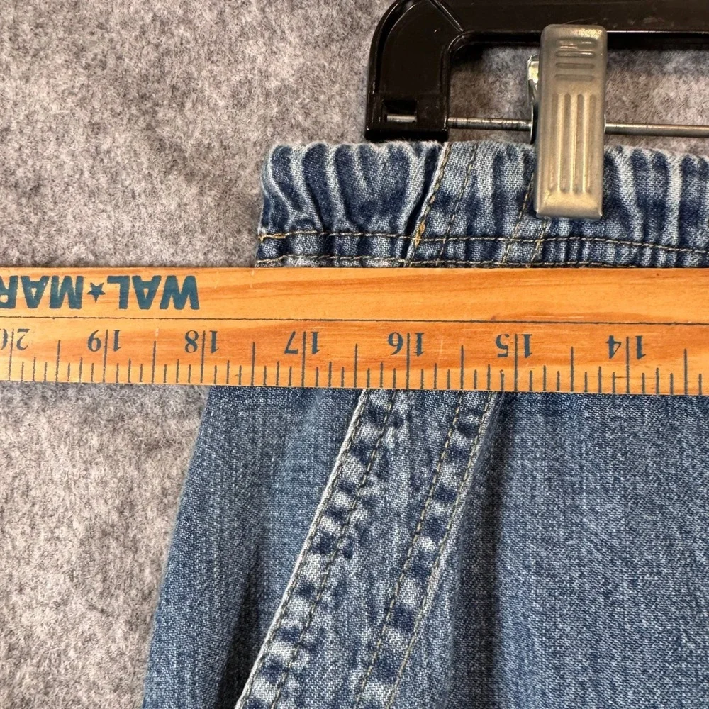 Vintage Denim Maxi Skirt Womens 10 Pull On Utility Jean Long Cottagecore Modest